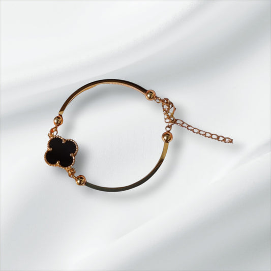 Bracelet trèfle ajustable noir
