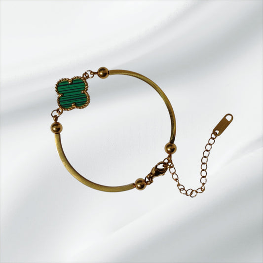 Bracelet trèfle ajustable vert émeraude