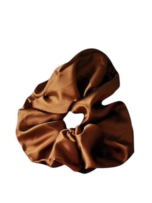 Chouchou XXL touché satiné marron
