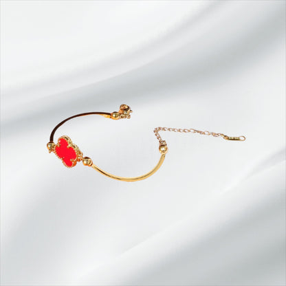 Bracelet trèfle ajustable rouge